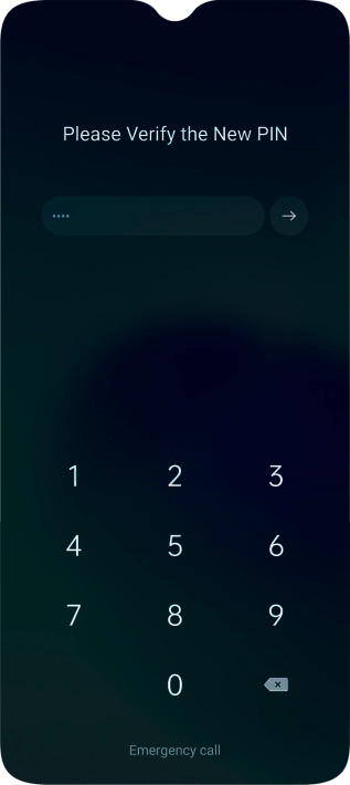 Key in the new PIN again and press arrow right.