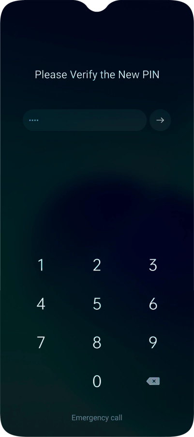 Key in the new PIN again and press arrow right.