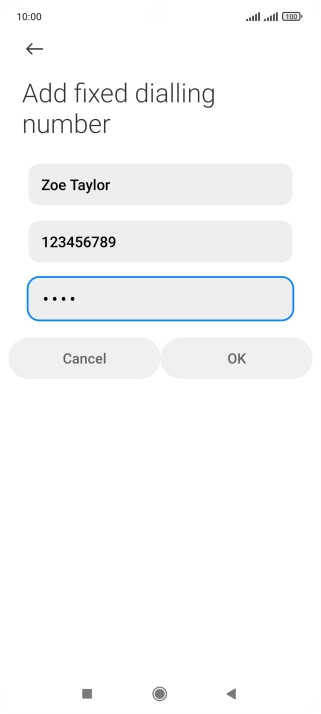 Key in your PIN2 and press OK. The default PIN2 is 1111.