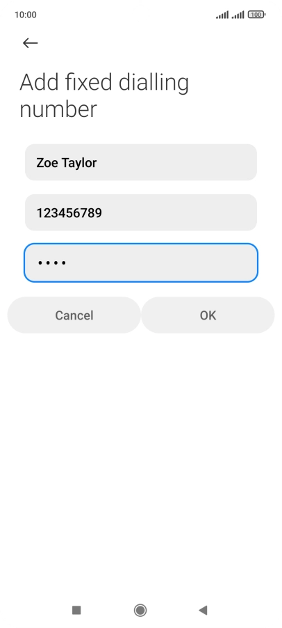 Key in your PIN2 and press OK. The default PIN2 is 1111.