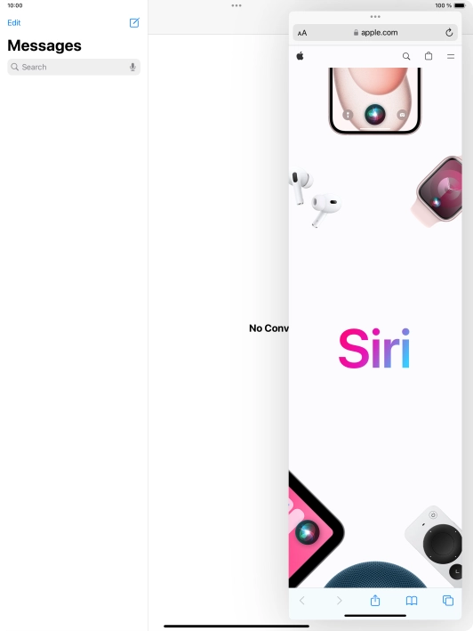 The application now displays on top of the other open application.