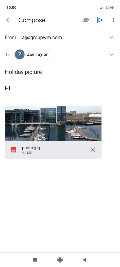 Press the send icon when you've finished your email message.