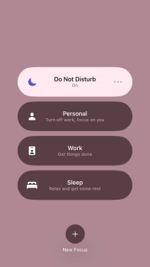 Press the required focus mode to activate or deactivate it immediately.