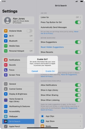 Press Enable Siri.