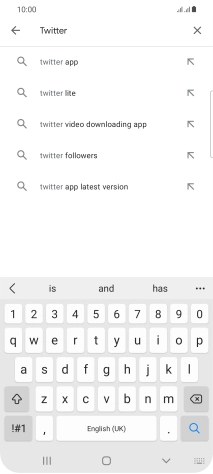 Key in Twitter and press the search icon.
