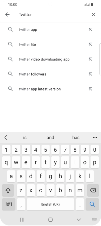 Key in Twitter and press the search icon.