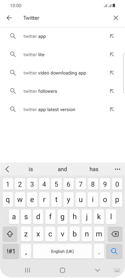 Key in Twitter and press the search icon.