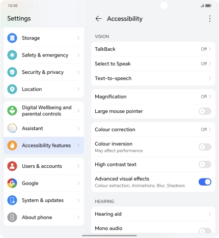 Press the required setting below 