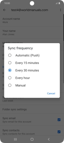 Press the required setting.