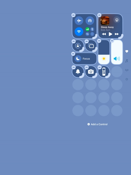 Press Add a Control and follow the instructions on the screen to add the required function to Control Centre.