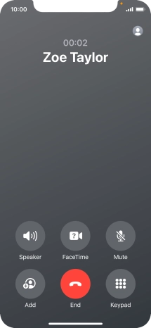 Press the end call icon to end the call and return to the home screen.
