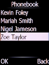Select the required contact and press the Left selection key.
