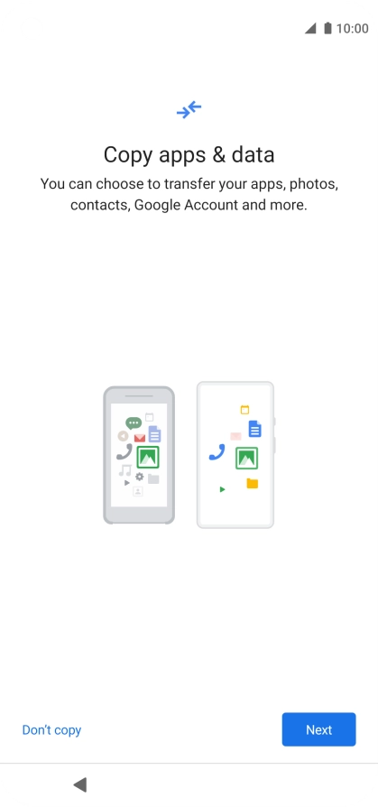 You can transfer the contents of another phone to your phone when it's activated for the first time and after a factory reset. When this screen is displayed, your phone is ready to transfer contents from another phone.
