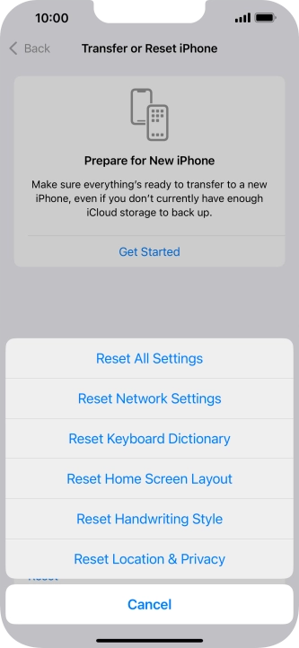 Press Reset All Settings.