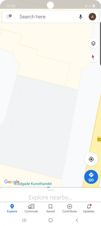 Press the search field and key in the required destination.