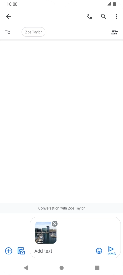 Press the text input field and write the text for your picture message.