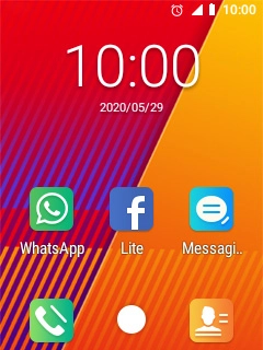 The alarm icon shows that the alarm is set.