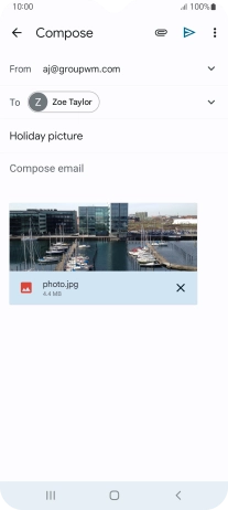 Press the text input field and write the text for your email message.