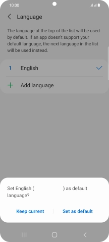 To select the new language as the default phone language, press Set as default.