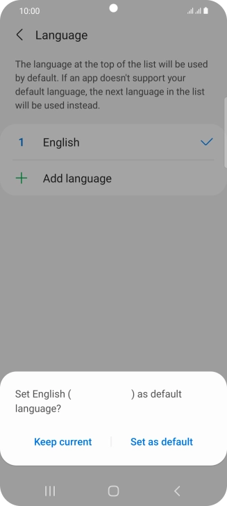 To select the new language as the default phone language, press Set as default.