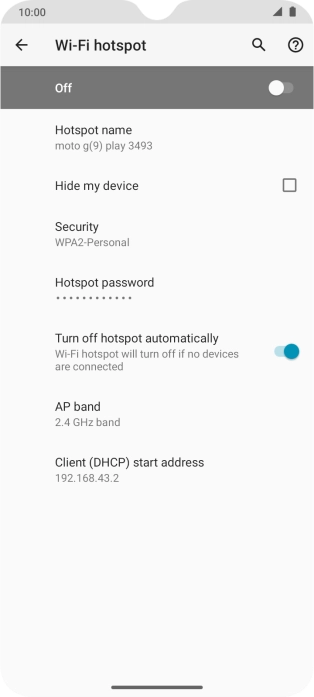 Press Hotspot password.