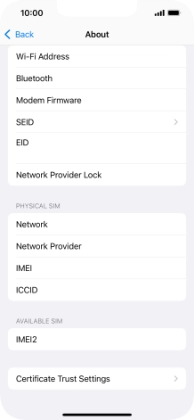 Your phone's EID number is displayed below EID.