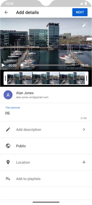 Key in the required text and press NEXT.
