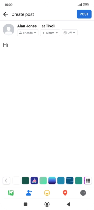 Write the required text and press POST.