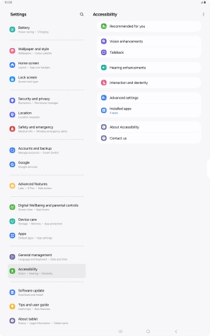Press Vision enhancements and follow the instructions on the screen to select the required settings.