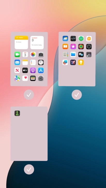 Press the field below the required home screen page to turn page view on or off.