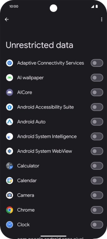 Press the indicators next to the required apps to turn the function on or off.
