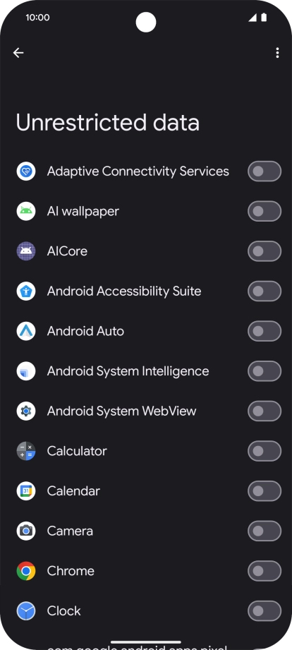 Press the indicators next to the required apps to turn the function on or off.
