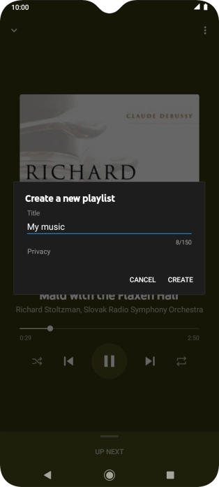 Key in a name for the playlist and press CREATE.