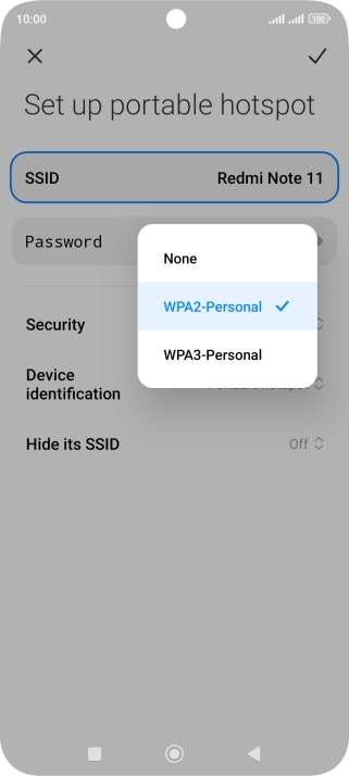Press WAP3-Personal to password protect your Wi-Fi hotspot.