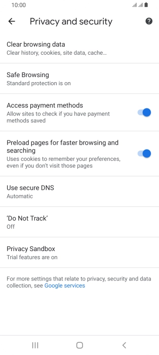 Press Clear browsing data.