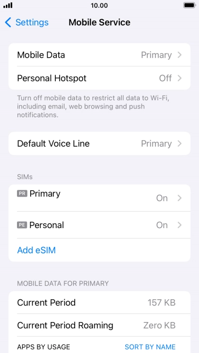 Press the required eSIM below 
