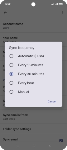 Press the required setting.