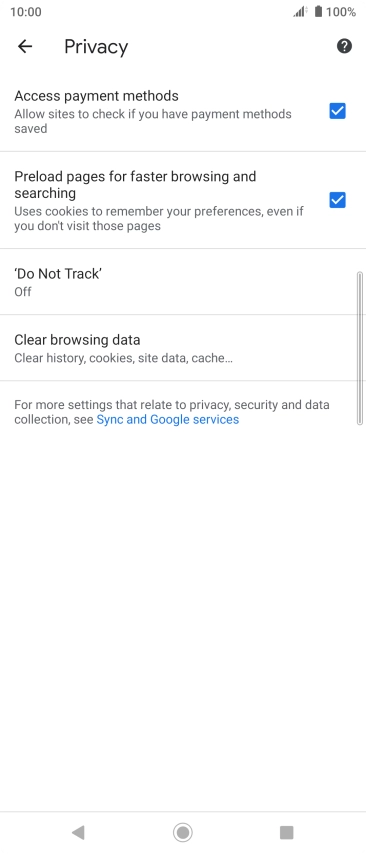 Press Clear browsing data.