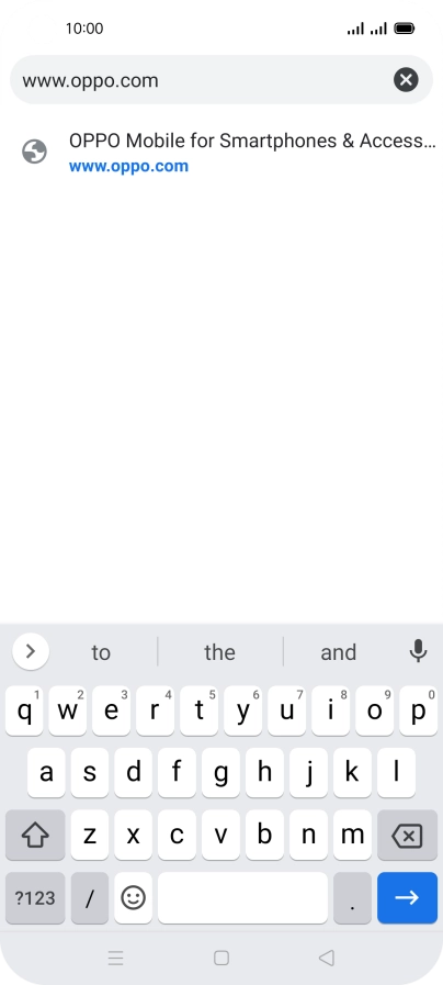 Key in the address of the required web page and press arrow right.