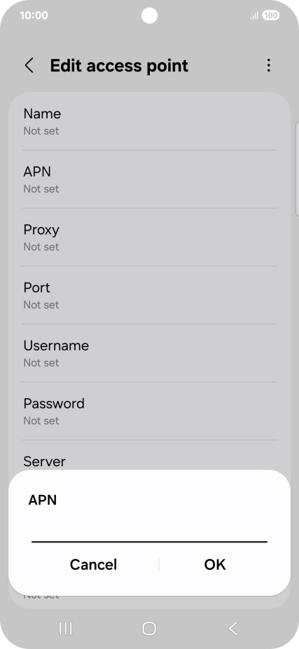 Key in wap.vodafone.co.uk and press OK.