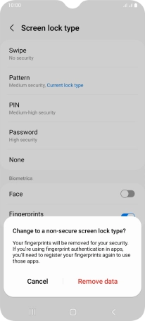 Press Remove data.