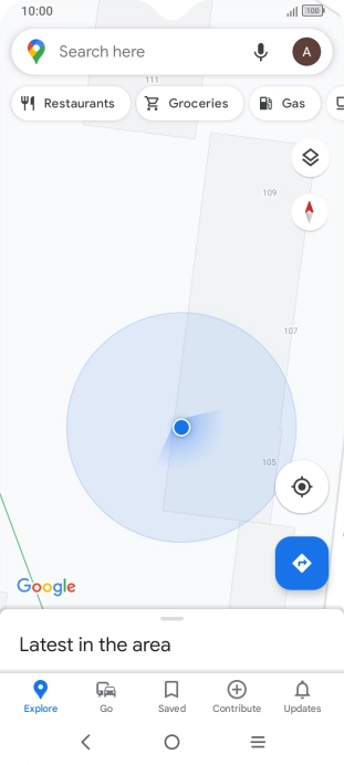 Press the search field and key in the required destination.