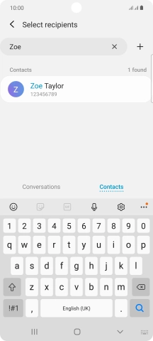 Press the required contact.