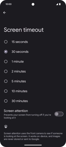Press the required setting.
