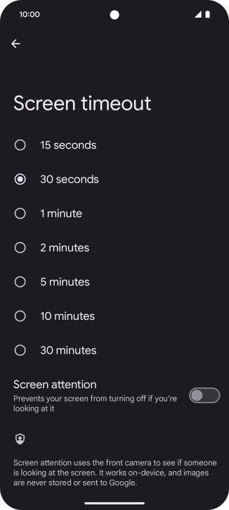 Press the required setting.