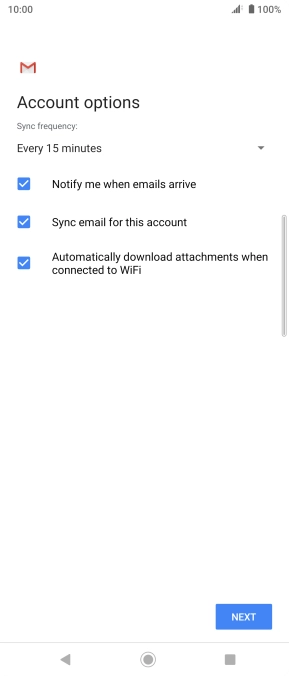 If this screen is displayed, you email account has been recognised and set up automatically. Follow the instructions on the screen to key in more information and finish setting up your phone.