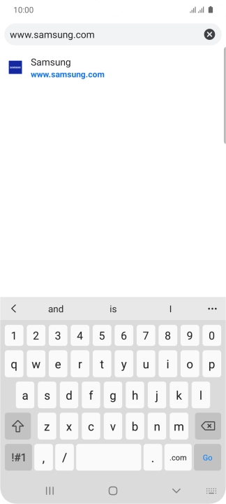 Key in the address of the required web page and press Go.