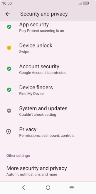 Press More security and privacy.
