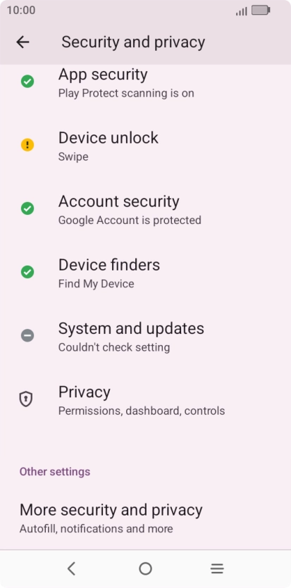 Press More security and privacy.