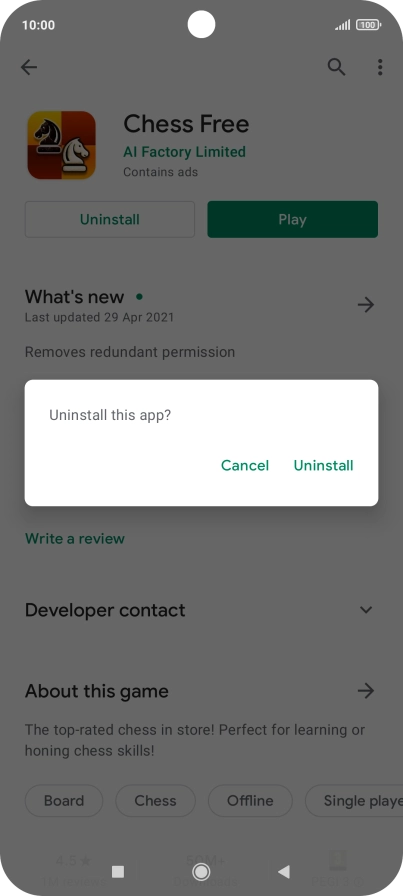 Press Uninstall.